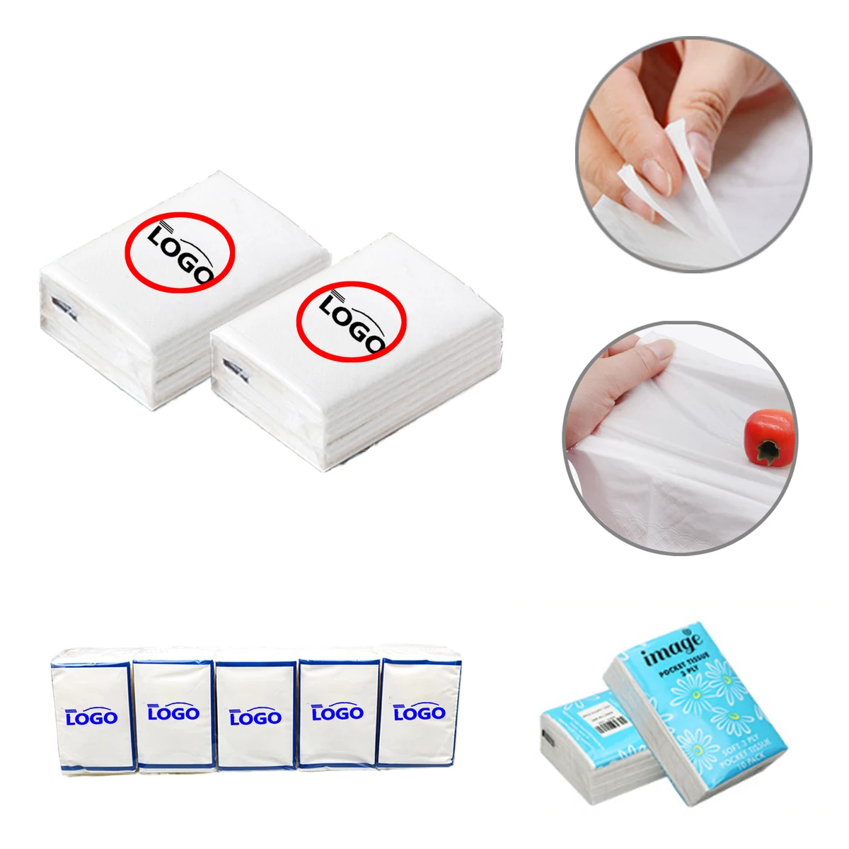 MOQ200 Custom Mini Tissue Paper Napkins Advertising 1