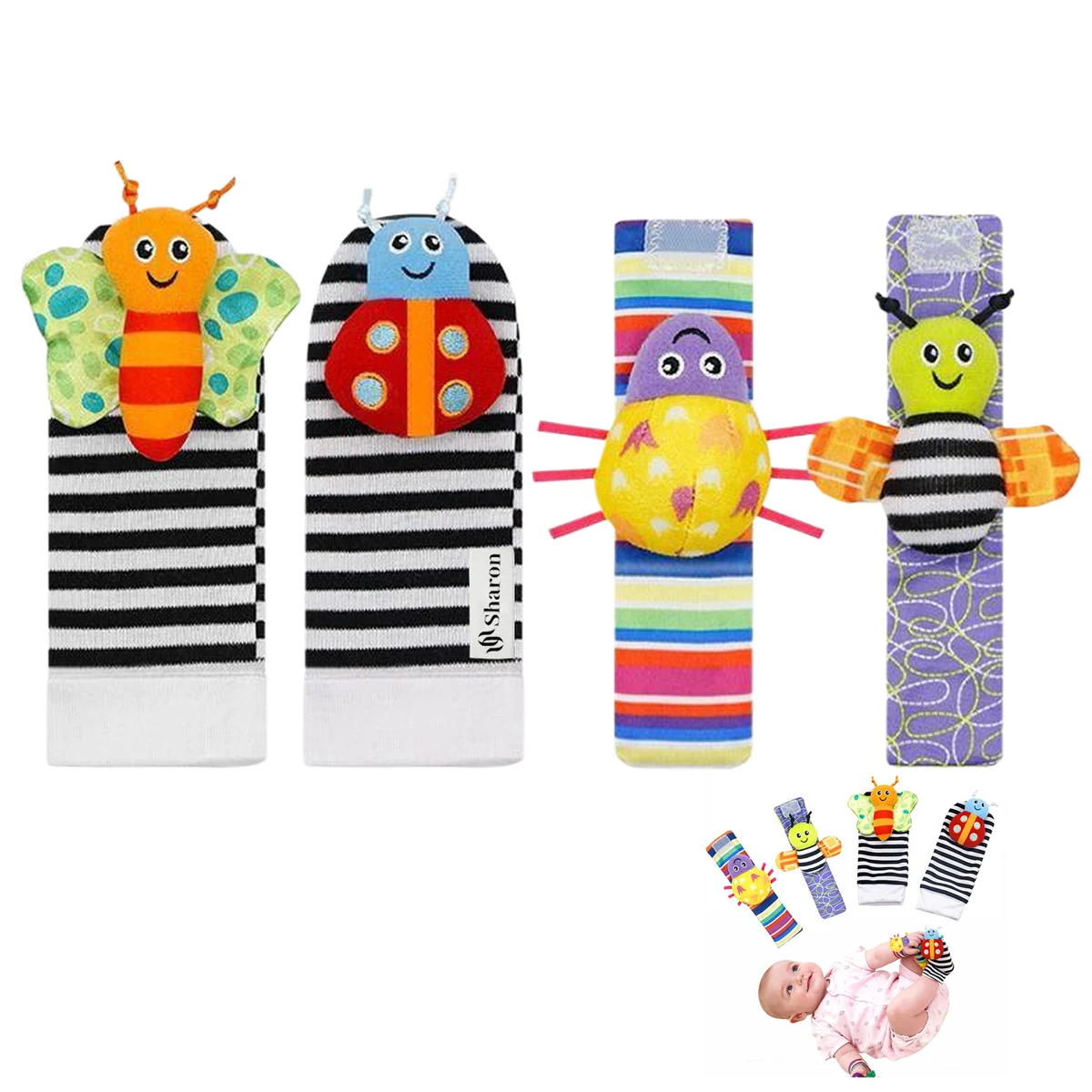 Infant Rattle Socks and Wristband Set 1