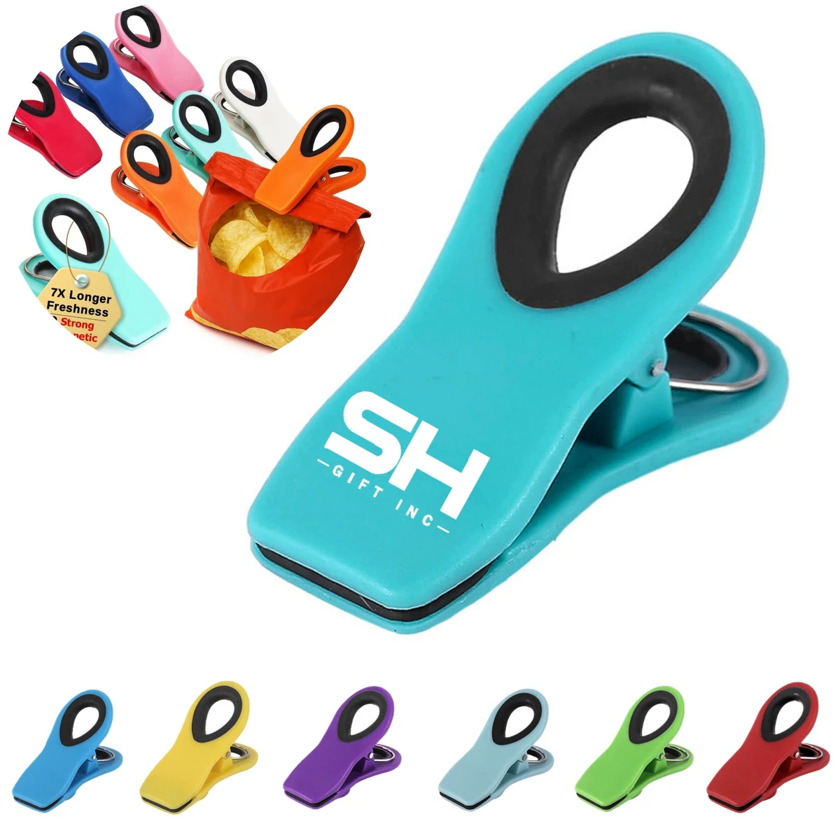 Food Packaging Magnetic Bag Clips Mini Fridge Magnets, custom kitchen gadget with logo imprint 1