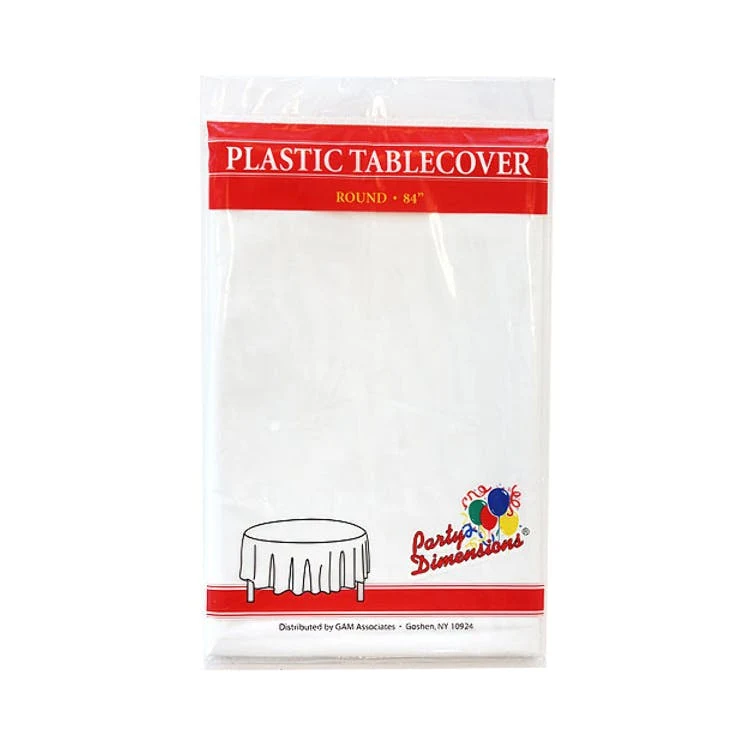 Round Plastic Tablecloths - White 84" 1