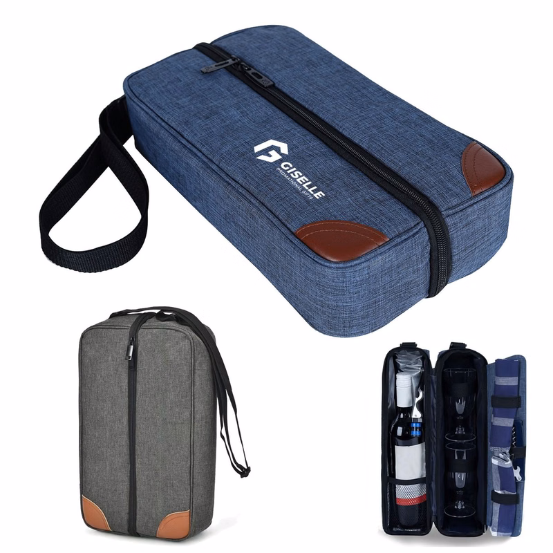 Insulated Dual-Bottle Wine Tote with Adjustable Strap