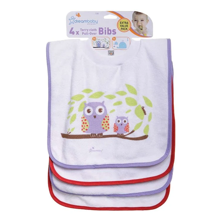 Terry Cloth Pullover Baby Bibs - Assorted Super Absorbent 4 Pack 1