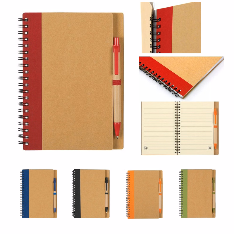 Kraft Paper Cover Lined Spiral Notebook