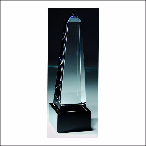 Crystal Obelisk Award On Black Base