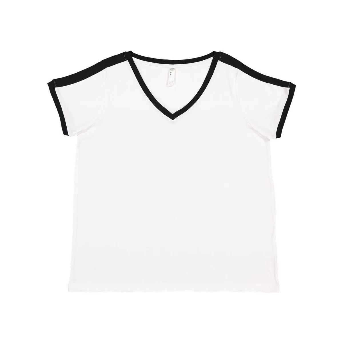 Women's Curvy Retro Ringer Premium Jersey V-Neck Tee - 3832 1
