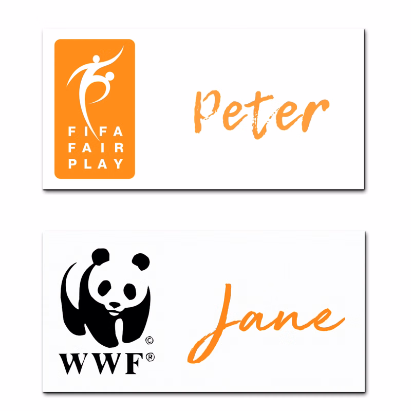 1.5" x 3" White Plastic Reusable Badge