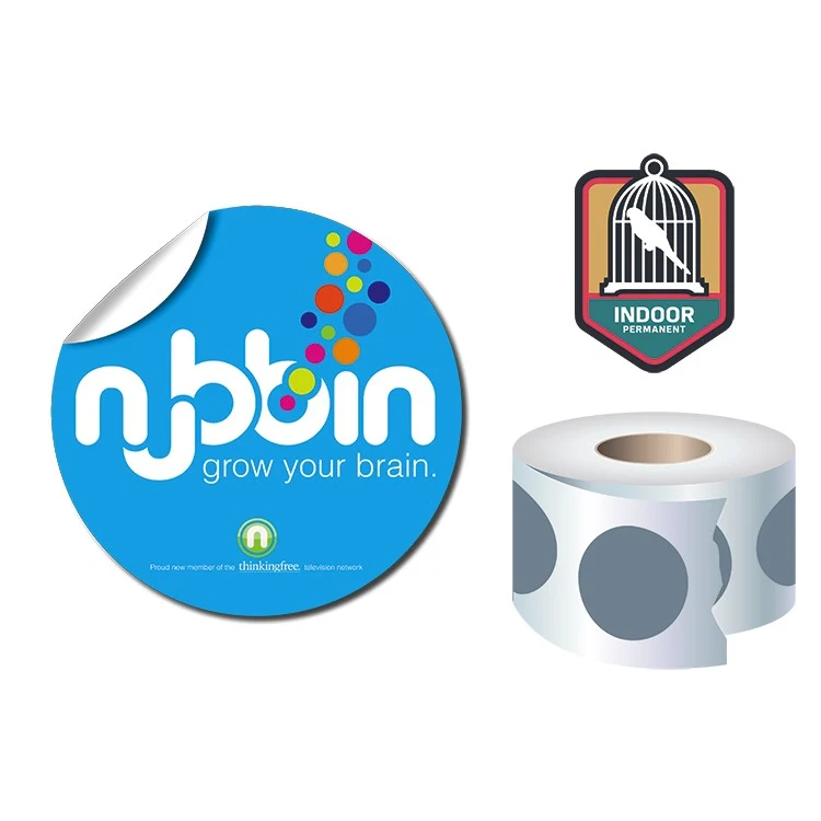 Roll Stickers / Decal - Indoor Permanent - 4.0" Diameter Round Shape 1