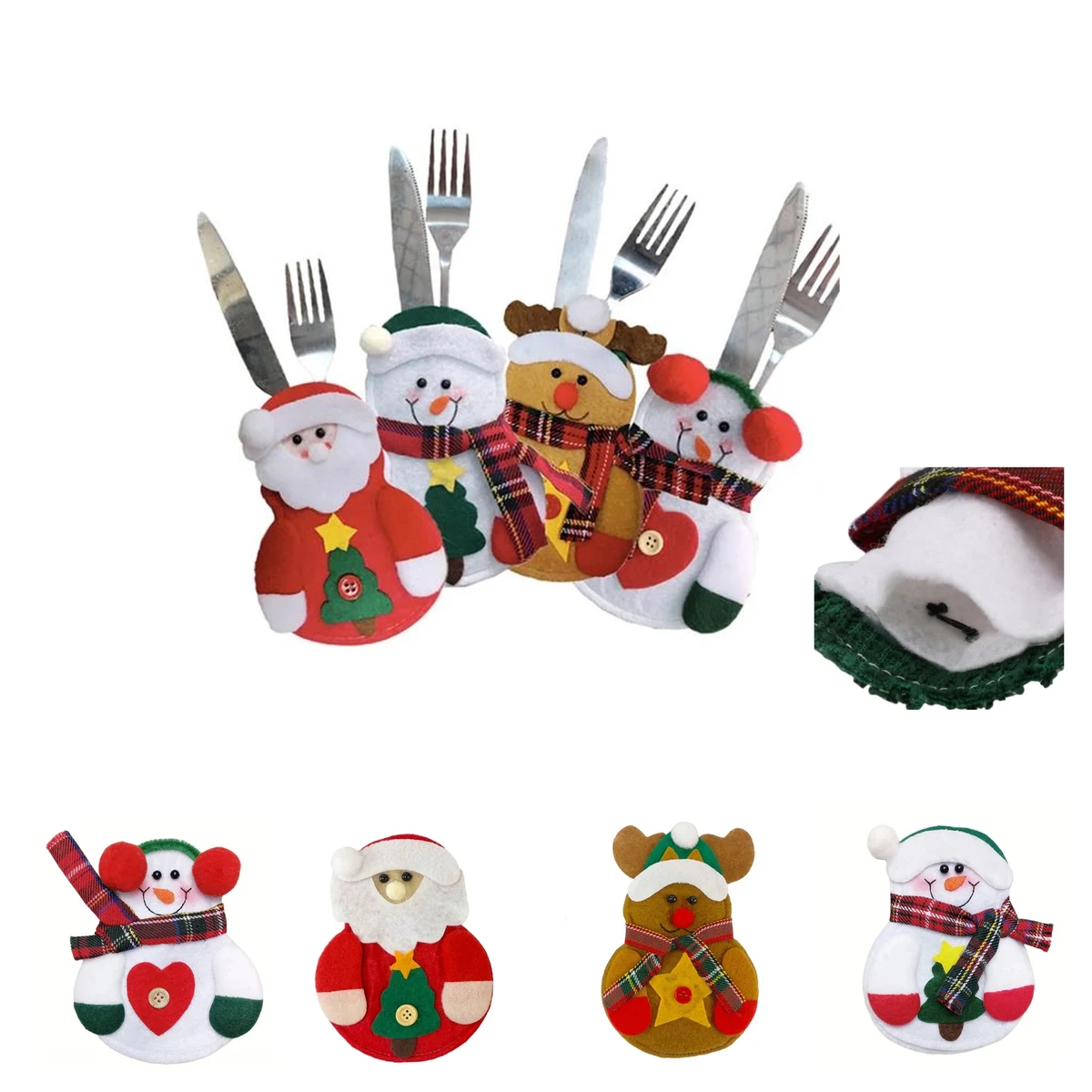 Xmas Christmas Cutlery Bag Silverware Tableware Holder 1