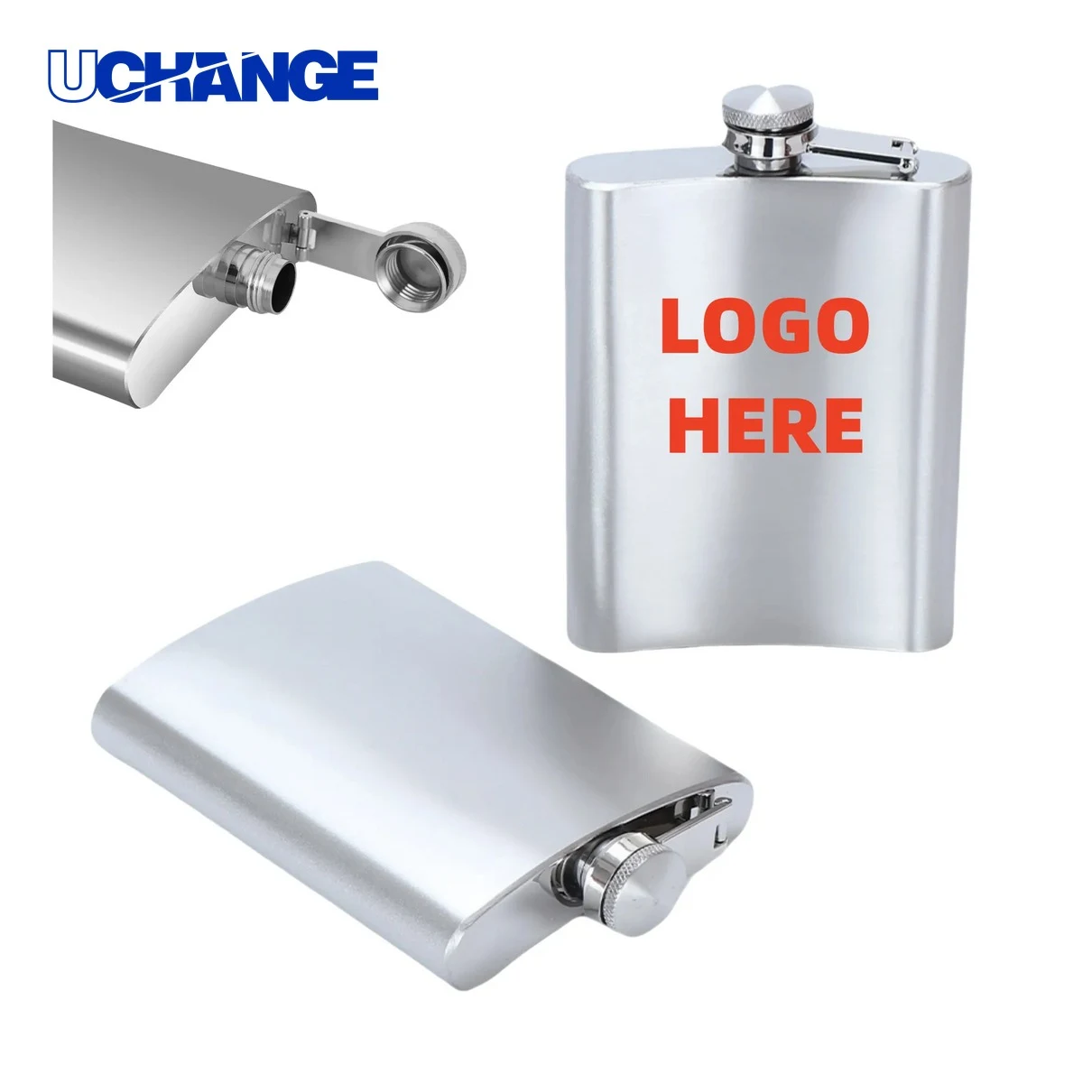Stainless Steel Hip Flask Container (8 oz.), custom water bottle with logo imprint 1