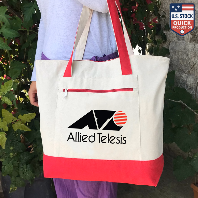 DailyMate Heavy Canvas Zipper Tote Bag with Color Handles