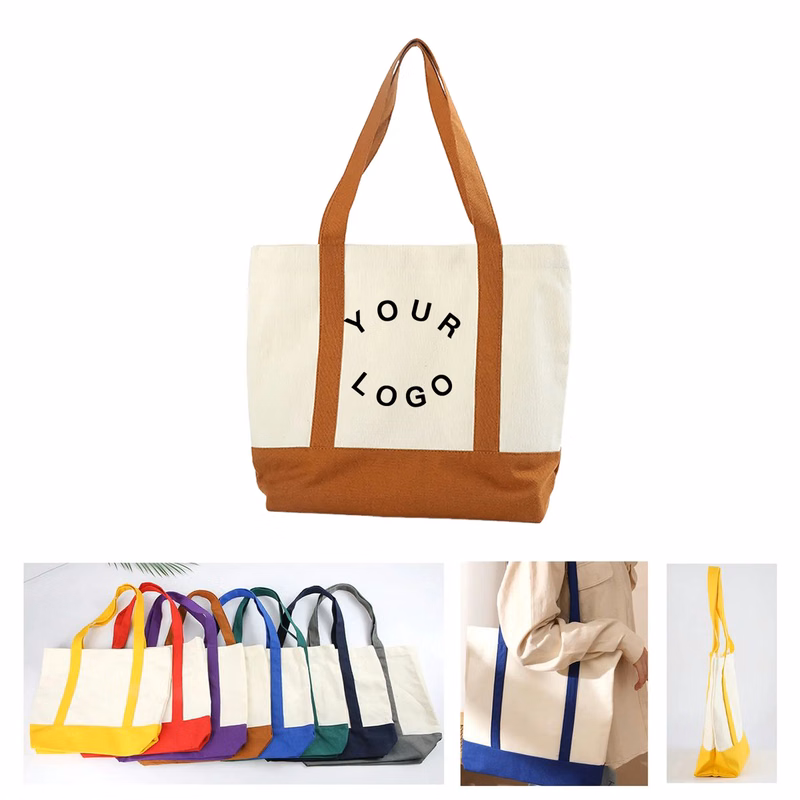 Large Canvas Tote with Outer Pocket for Shopping Trips