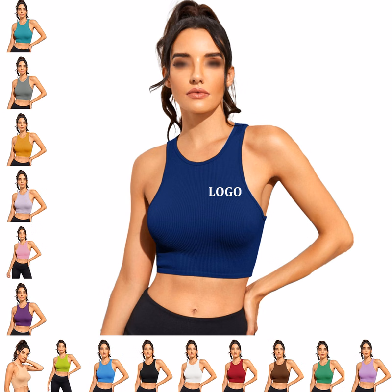 Womens Ribbed Longline Sports Bra