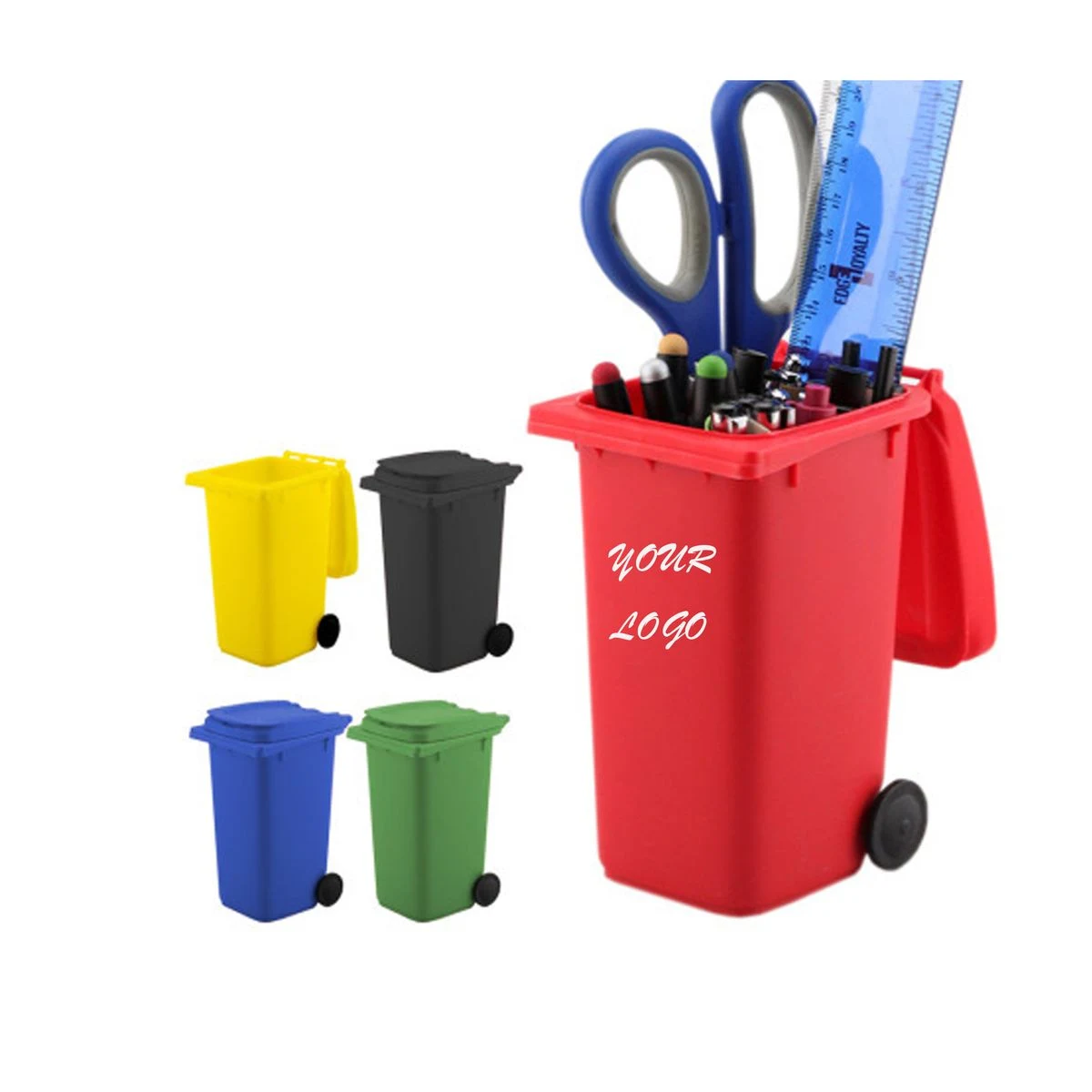 Multifunctional Plastic Desktop Pen Holder & Mini Trash Can 1