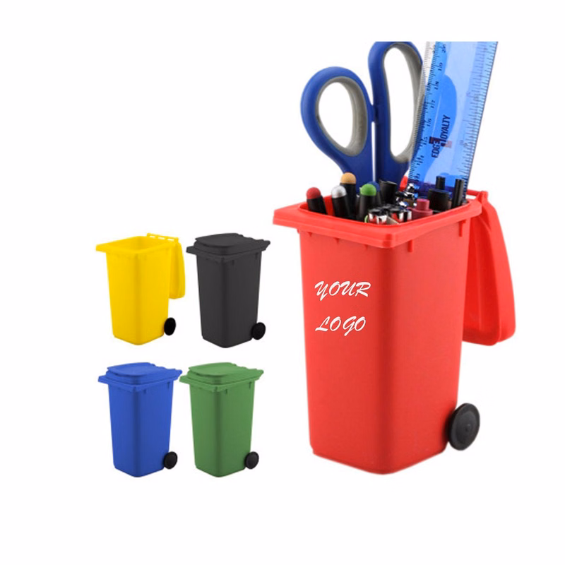 Multifunctional Plastic Desktop Pen Holder & Mini Trash Can