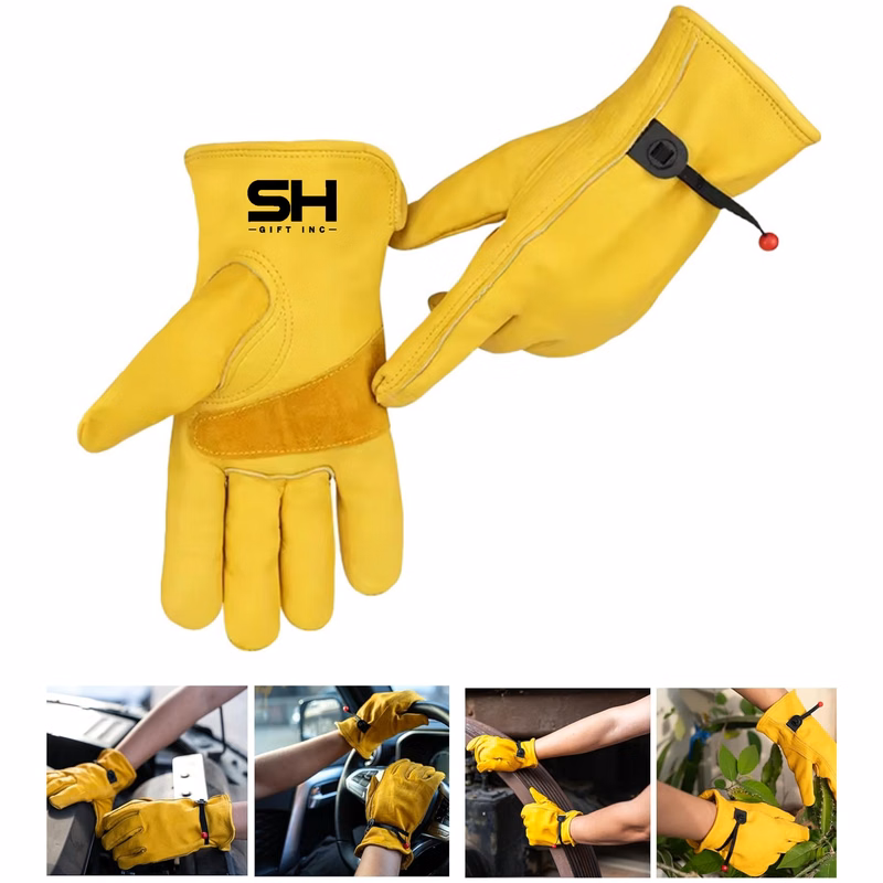 Leather Work Gloves with Wrist Closure