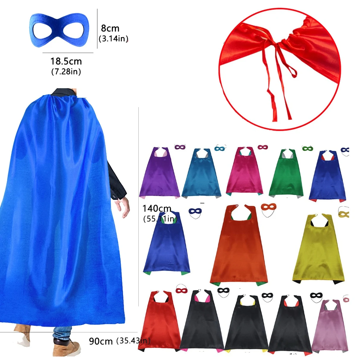 Dual Layer Cartoon Kids Cloak Adult Cape w/Mask 1