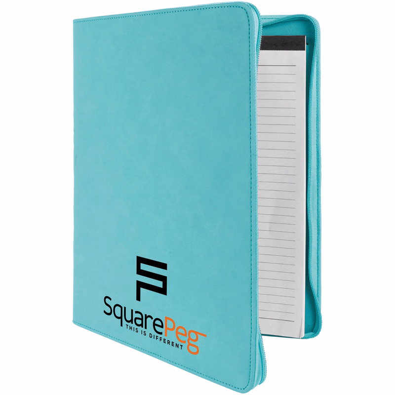 9" x 12" Leatherette Teal Portfolio with Zipper