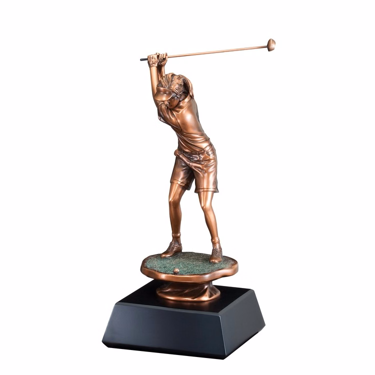 Driver - Female Electroplated Resin Sculpture, 13"