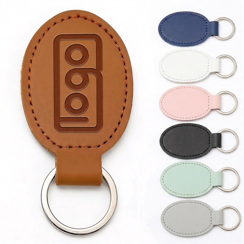 PU Leather Oval Keychain