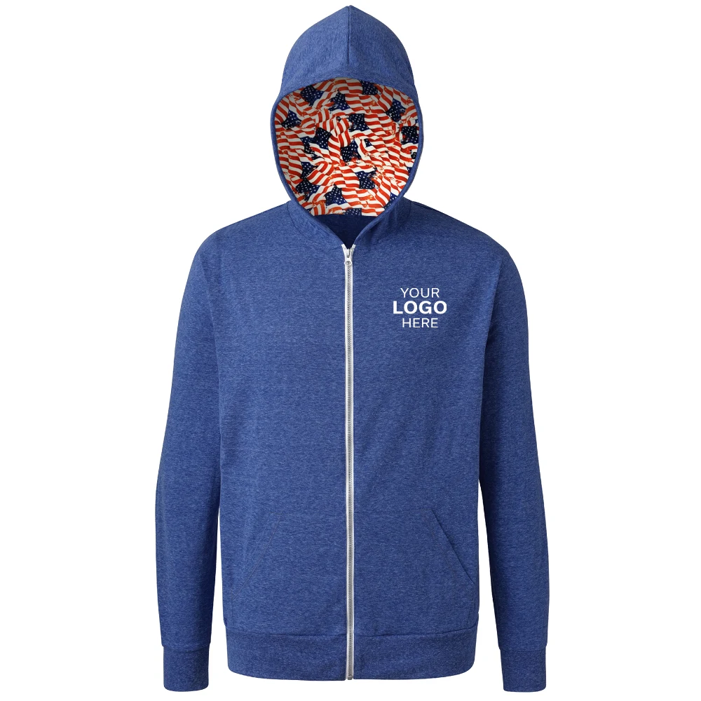 Americana Triblend Contrast Zip Front Hoodie 1