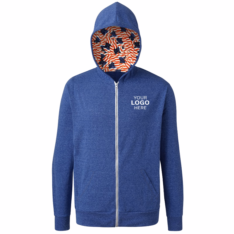 Americana Triblend Contrast Zip Front Hoodie