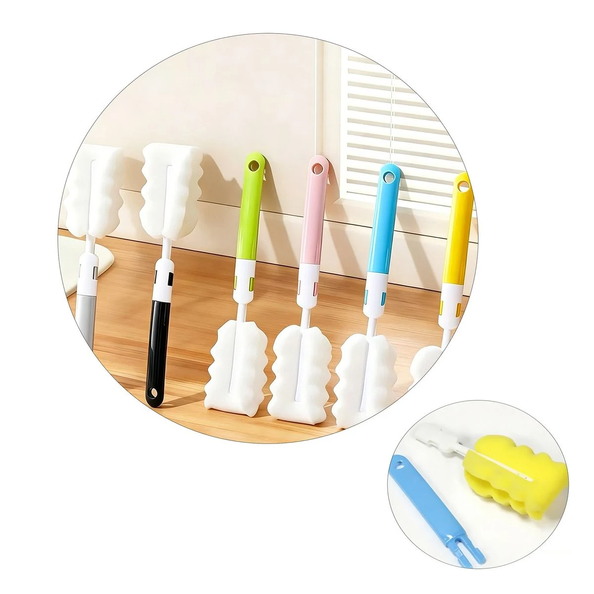 Kitchen Bottle Cleaning Sponge Brush Custom Logo 1