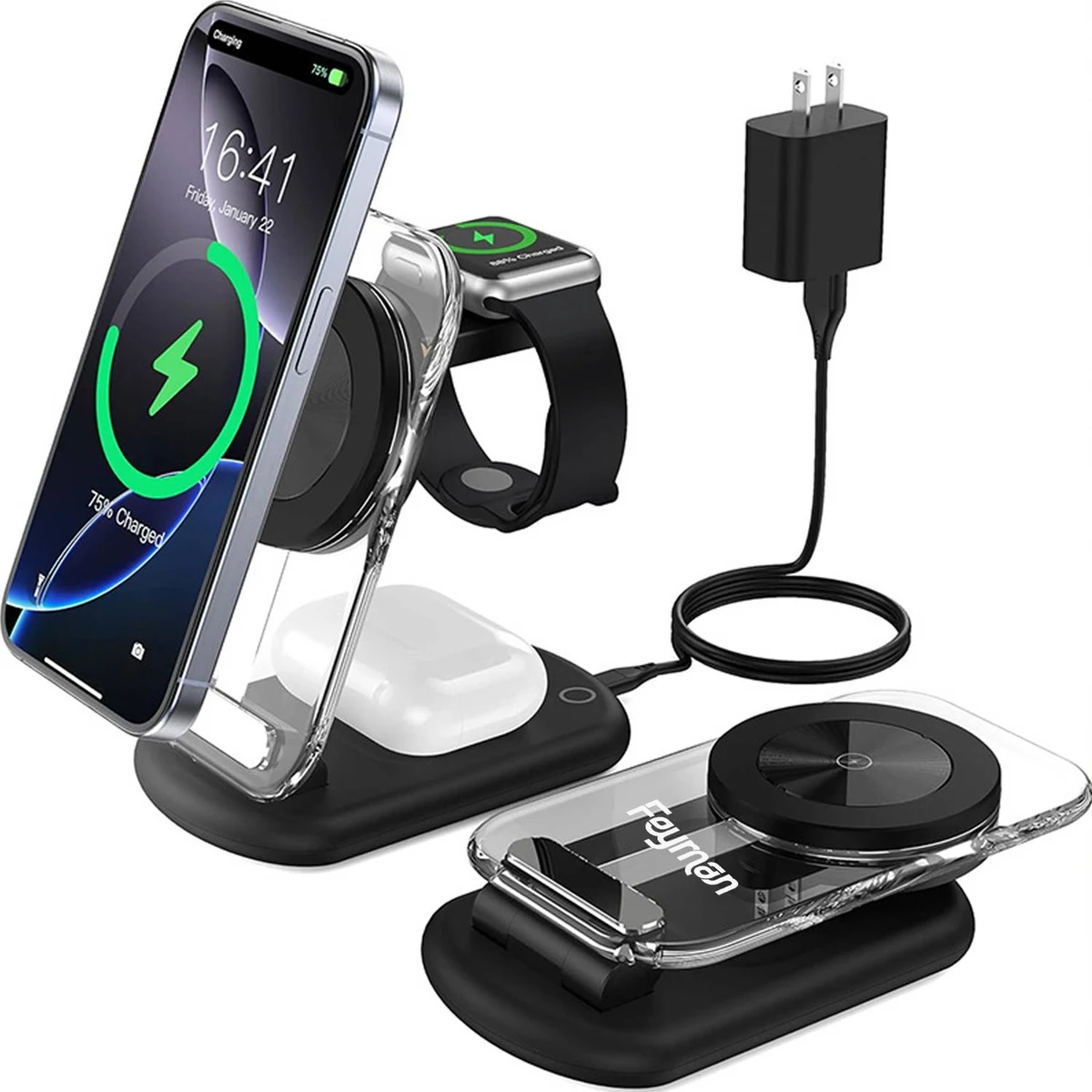3 In 1 15W Magnetic Wireless Charger Phone Holder 1