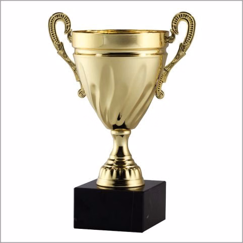 Assembled Metal Cup Gold On Genuine Black Marble Base