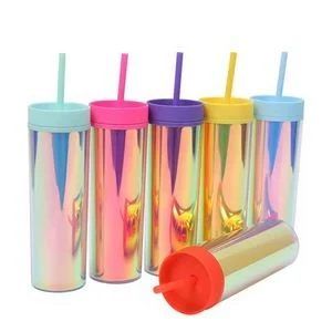16OZ Double Walled Shiny Tumblers With Straw 1