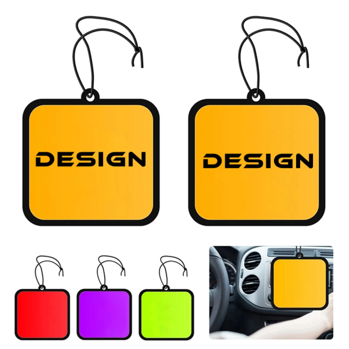 3"x3" Square Car Air Freshener-Full Color 1