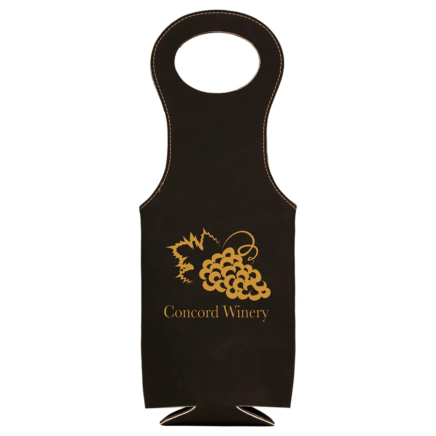 Black/Gold Leatherette Wine Bag 1