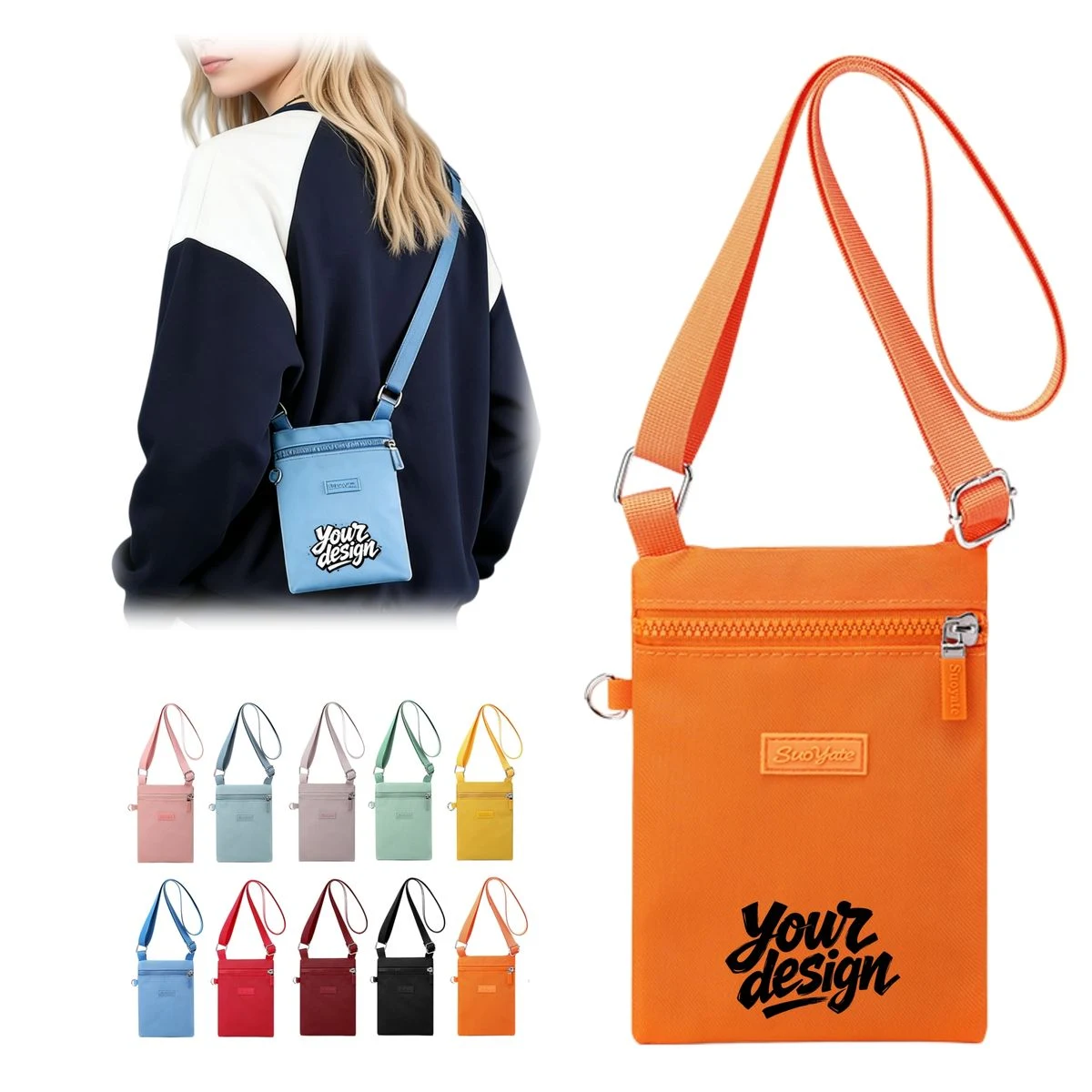 Nylon Crossbody Phone Bag with Zipper 1