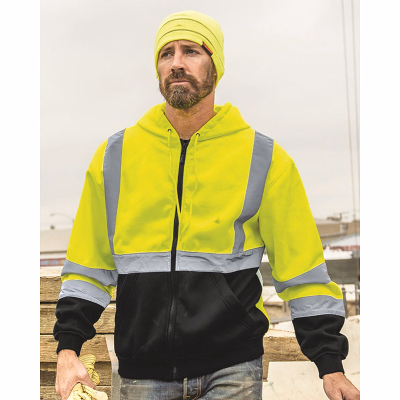 Unisex Hi-Vis Full-Zip Hooded Sweatshirt - JS102-103