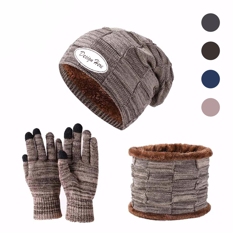 Knitted Winter Set: Beanie, Scarf & Gloves