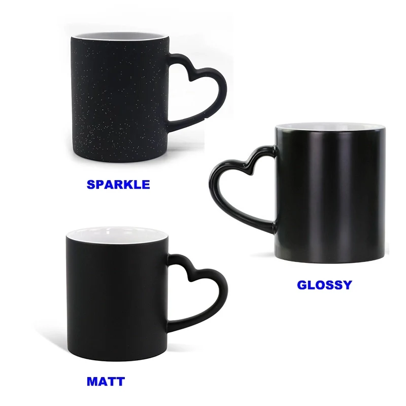 11oz Color Changing Sublimation Ceramic Mug with Heart Handl 1