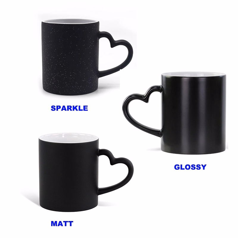 11oz Color Changing Sublimation Ceramic Mug with Heart Handl