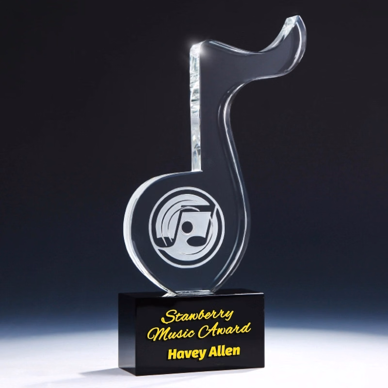 Glass Music Award on Engraved Black Base