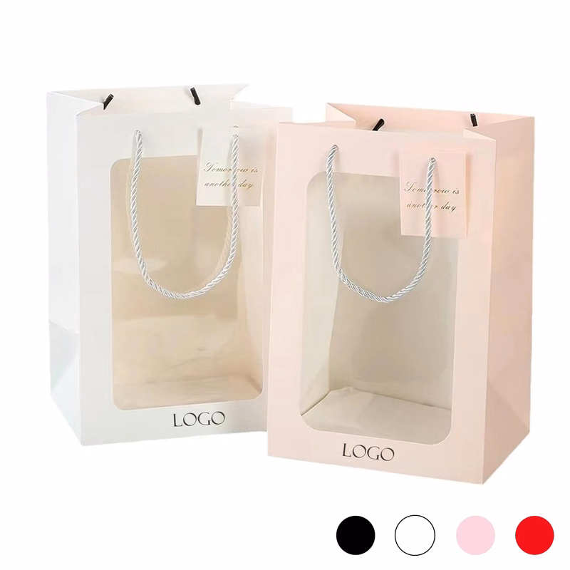 Cardboard Paper Tote Bag Gift Bag With Transparent Window