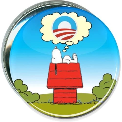Obama, Snoopy dreaming, Political Button 1