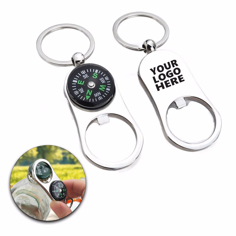 Outdoor Survival Zinc Alloy Compass Keyring Opener