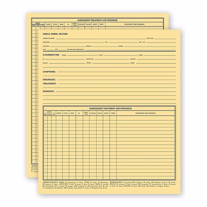 Vet Animal Exam Records, Without Account