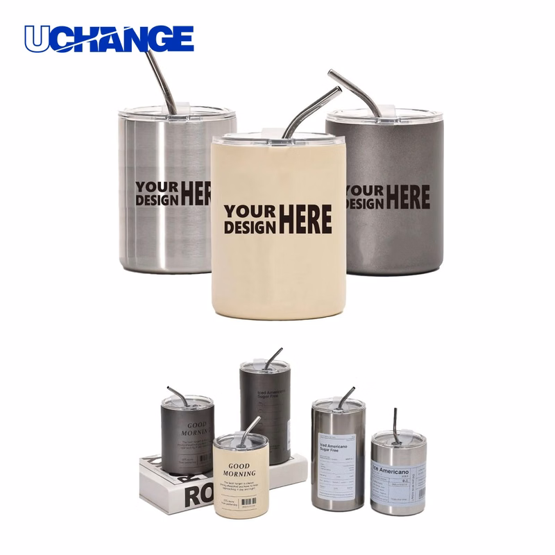 Stainless Steel Coffee Cup with Straw Lid