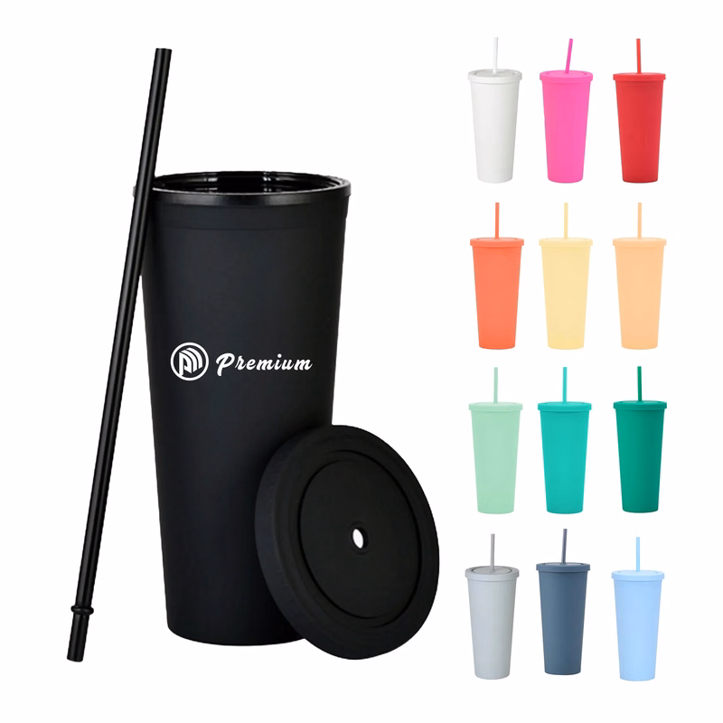 24oz Large Capacity Frosted Straw Cup