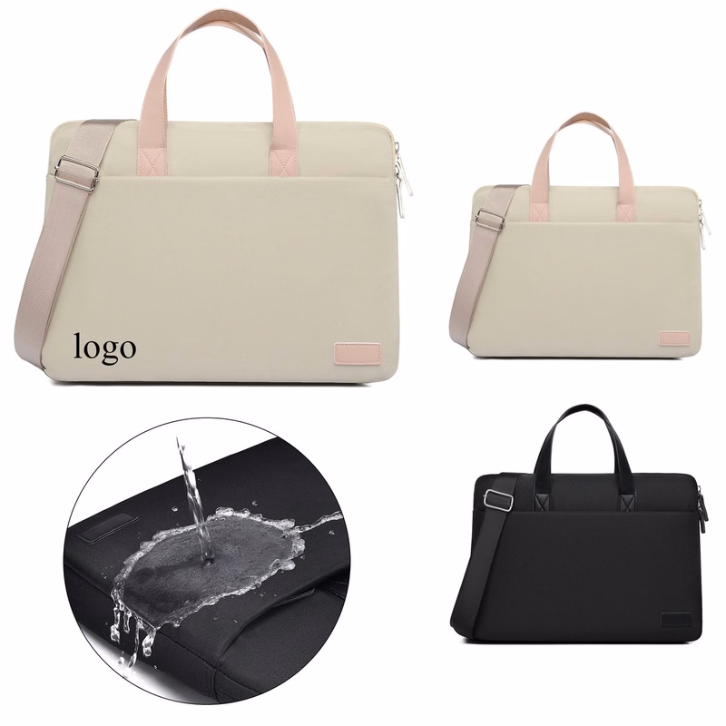 Slim Water Repellent Laptop Carry Tote With Crossbody Strap