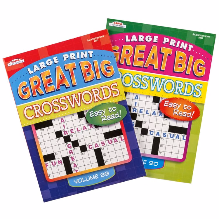 Crossword Puzzle Books - Assorted 85 Pages Large Print Two Titles