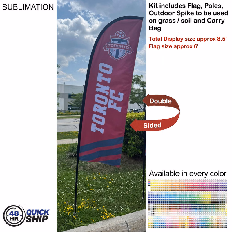 48Hr Quick Ship - 8.5' X-Small Feather Flag Kit, Full Color Graphics Double Sided