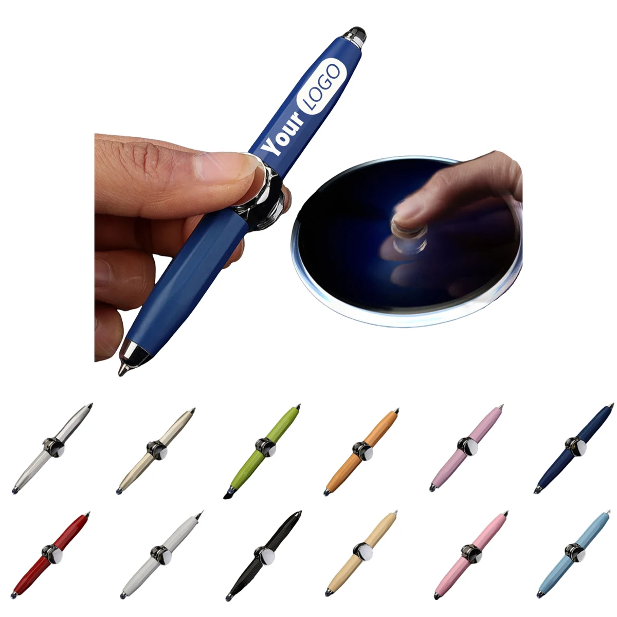 Metal Fidget Spinner Stress Relief LED Light Ballpoint Pen 1