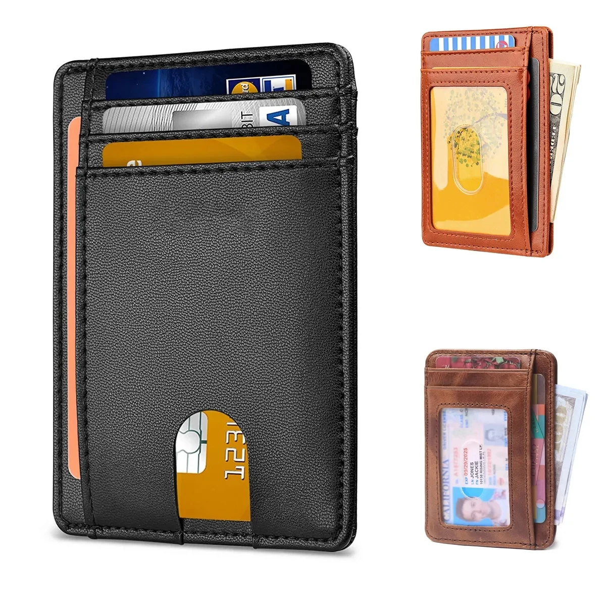 Slim Front Pocket RFID Blocking Leather Wallets Card Holder 1