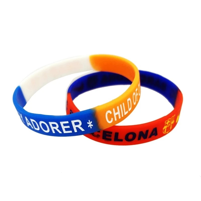 1/2" Debossed Segmented Color Filling Silicone Bracelet 1