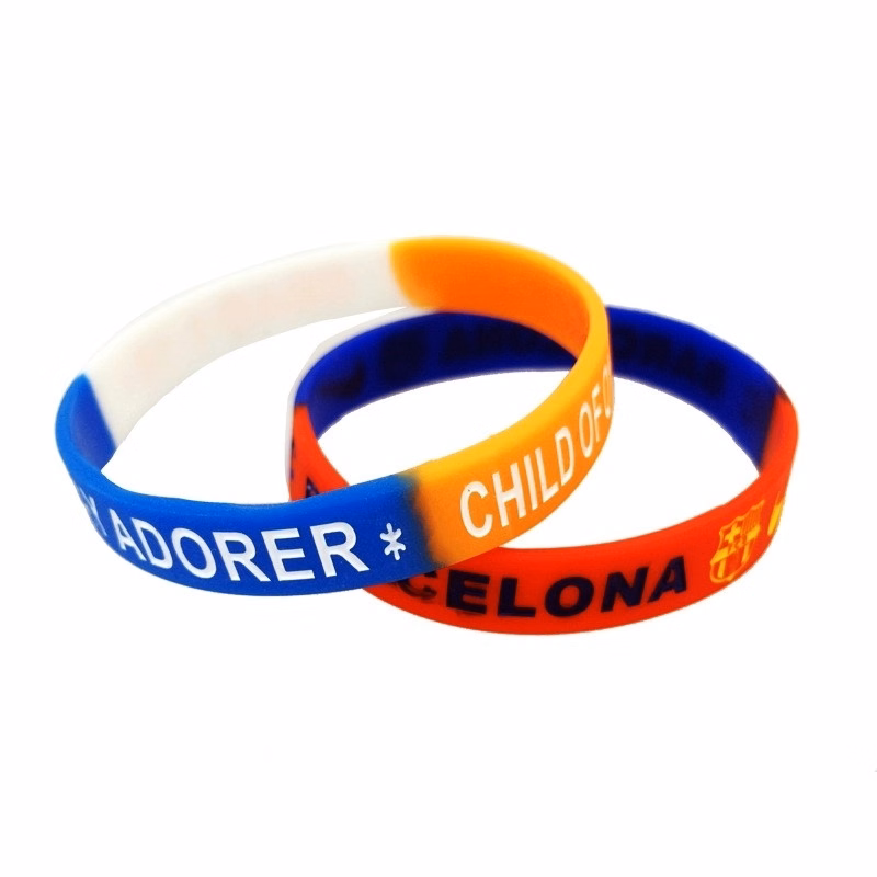 1/2" Debossed Segmented Color Filling Silicone Bracelet